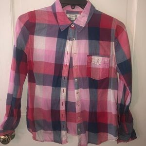 plaid button down long sleeve shirt